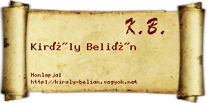 Király Belián névjegykártya